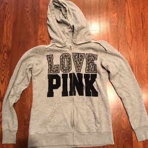 Victories Secret PINK Grey Hooded Sweatshirt